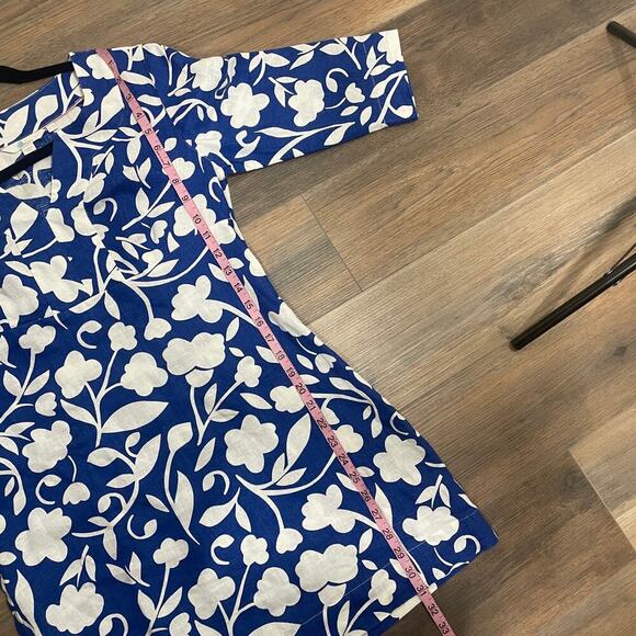 Boden Petite Size 6/6P Floral Casual Linen Tunic Dress Blue White 3/4 Sleeves - Picture 11 of 11